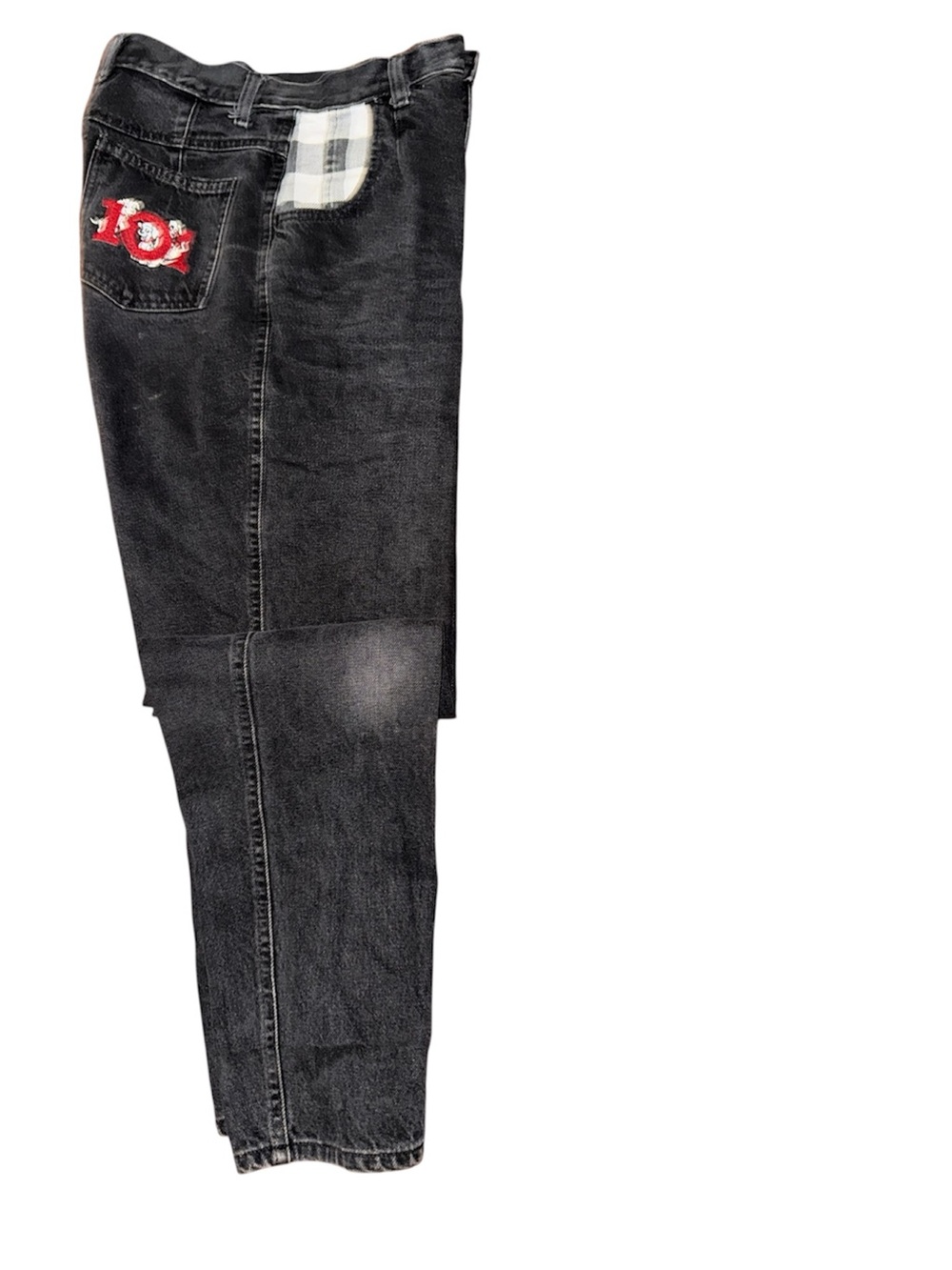 Disney High-Rise Black Washed Women’s Jeans with Red Embroidered Pocket Accent